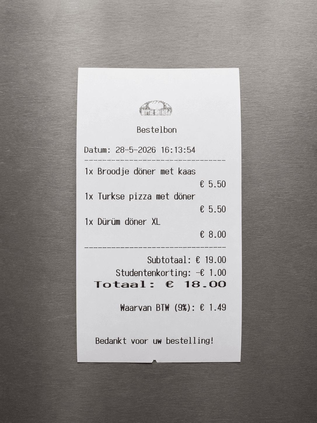 Bonnetje en orderdetails binnen het Sayyah Bakkerij systeem.